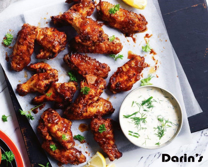 Sticky BBQ chicken wings from Darin's in Edinburgh. 